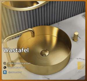 Wastafel kuningan custom dengan ukiran elegan untuk kamar mandi mewah