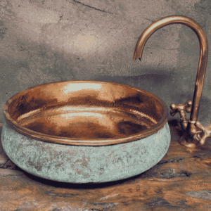 wastafel custom dari material tembaga mewah