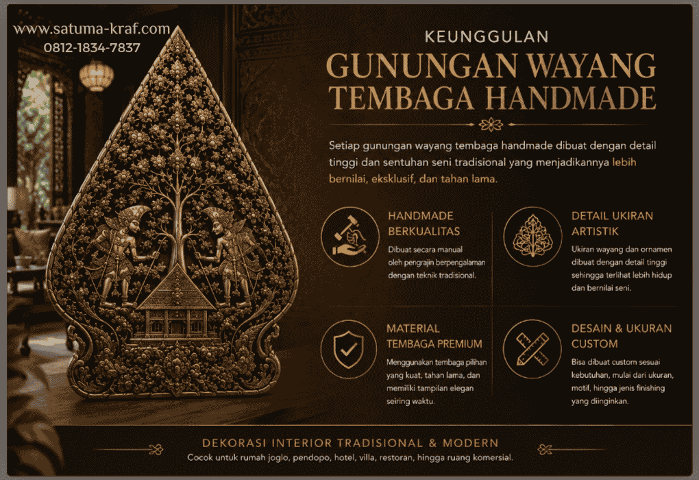 gunungan wayang tembaga handmade