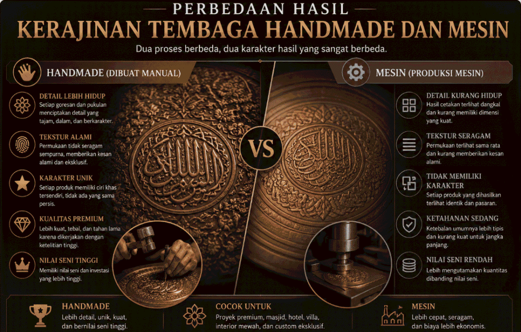 perbedaan hasil Kerajinan tembaga handmade dan mesin perbedaan hasil Kerajinan tembaga handmade dan mesin