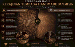perbedaan hasil Kerajinan tembaga handmade dan mesin