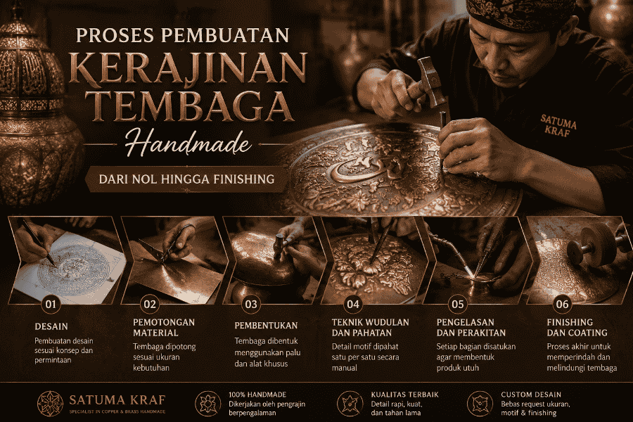 proses pembuatan kerajinan tembaga handmade