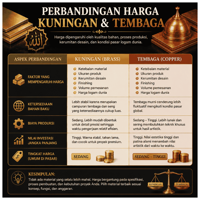 Perbedaan Harga Kuningan dan Tembaga untuk Kerajinan custom Perbedaan Harga Kuningan dan Tembaga untuk Kerajinan custom