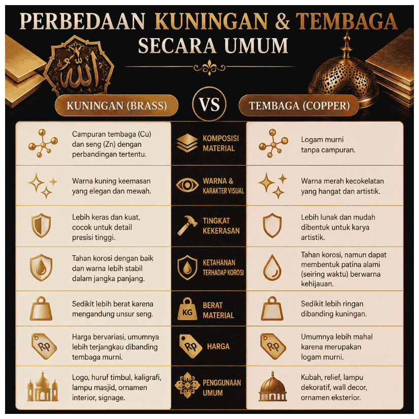 Perbedaan Material Kuningan dan Tembaga untuk Kerajinan custom Perbedaan Material Kuningan dan Tembaga untuk Kerajinan custom