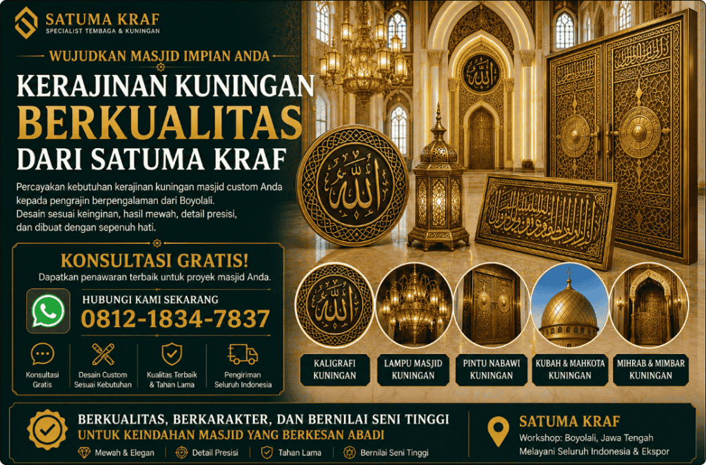 kerajinan kuningan berkualitas untuk masjid custom